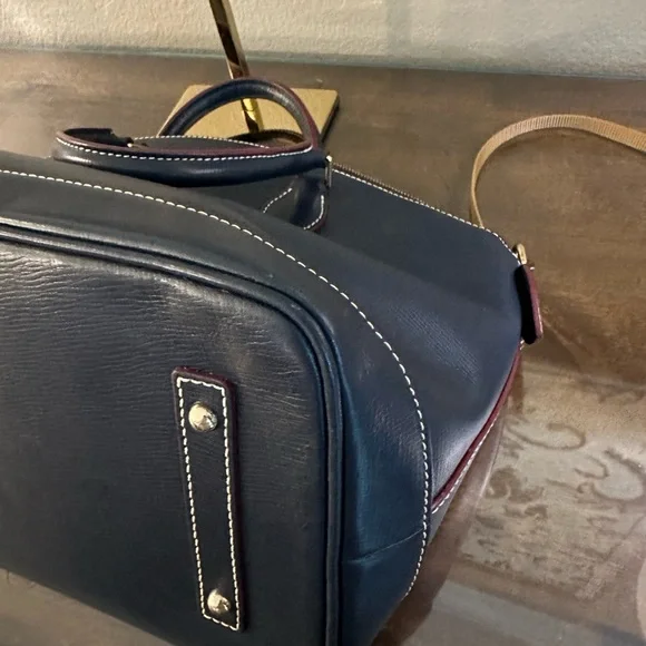 Dooney & Bourke Navy Leather Satchel - Picture 9 of 16